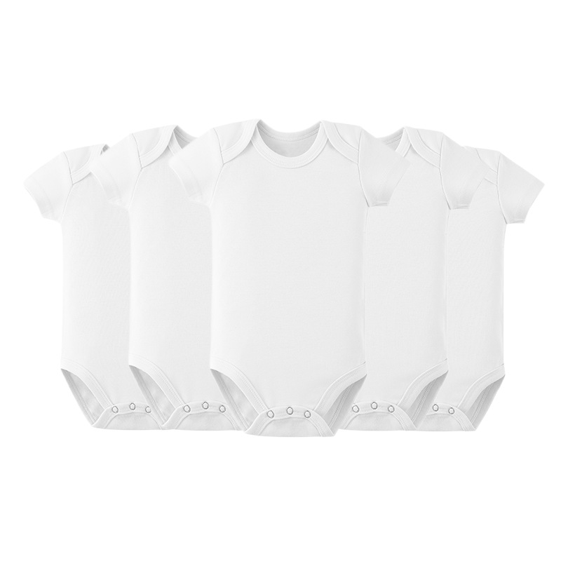 Hot Style 100% Cotton Plain Baby Romper Knitted Newborn Baby Clothes Short Sleeve Jumpsuit Bodysuit Baby onesies Wholesale