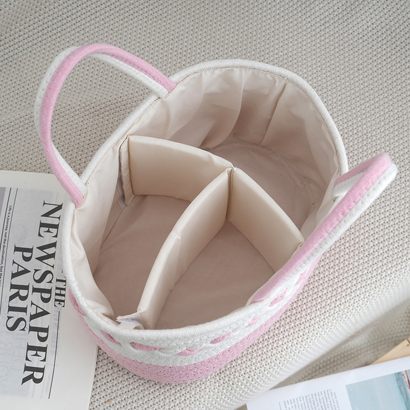 New Arrival Modern Baby Diaper Caddy Organizers Removable Lining Cotton Cord Woven Storage Basket