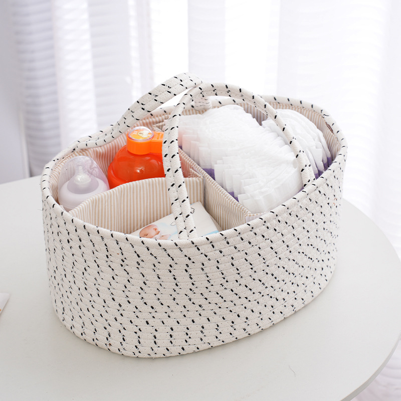 Portable Collapsible Rope Baby Changing Bag Nappy Baby Nursery Caddy Cotton Rope Basket