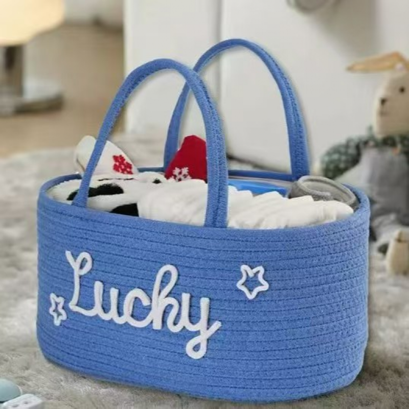 Handmade Woven Cotton Rope Storage Basket Hot Sale Home Storage Basket Wholesale Fabric Product