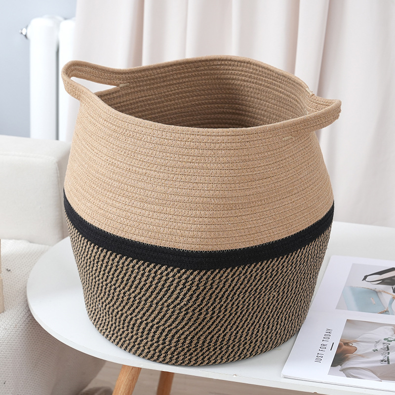 New! Small Decorative Round Woven Baskets Organizers Cotton Rope Storage Basket